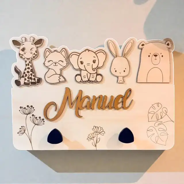 Porte Manteau Enfant Animaux Bois - création artisanale CREAFAMAX