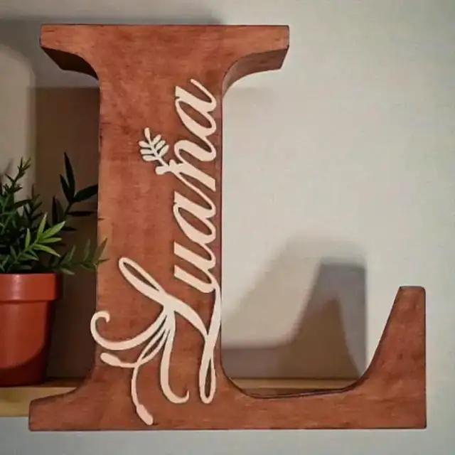 Prénom 3D Anastasia Bois - création artisanale CREAFAMAX