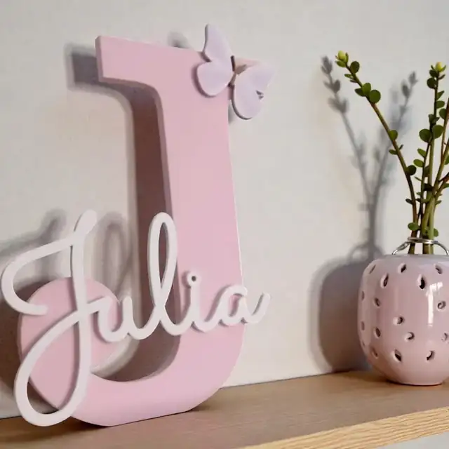 Prénom 3D Julia Bois - création artisanale CREAFAMAX