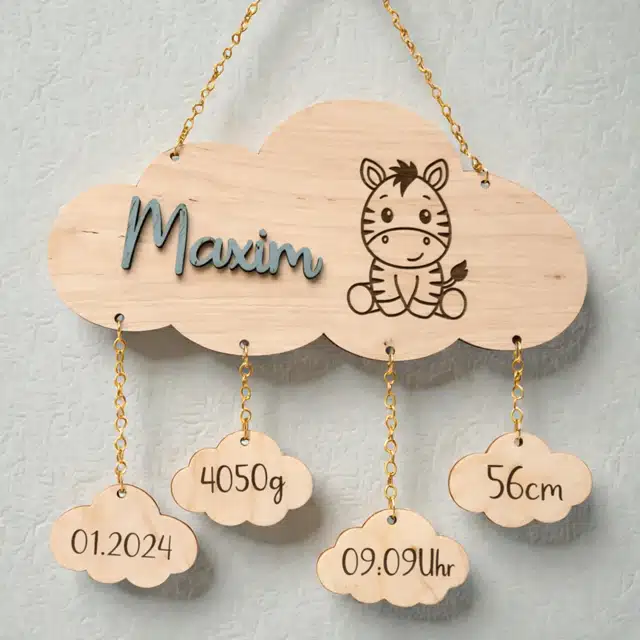 Plaque Naissance Pendants Martin Bois — création artisanale CREAFAMAX