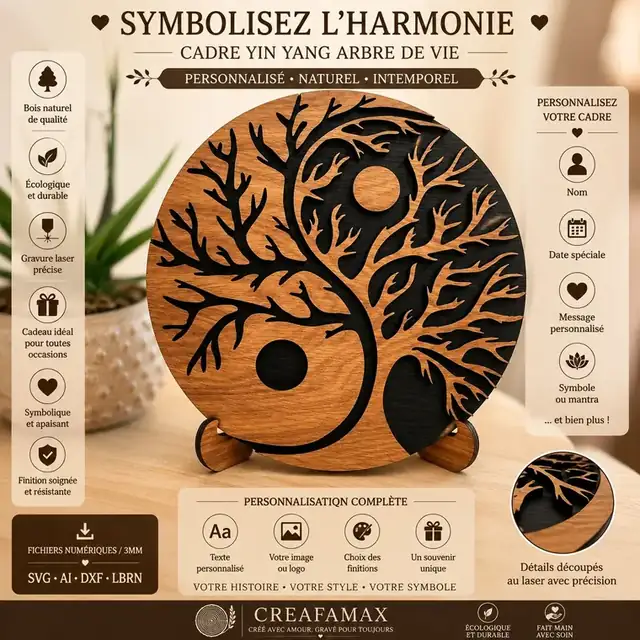 Arbre De Vie Yin Yang Bois - création artisanale CREAFAMAX