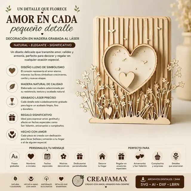 Boîte Amour Cœur Bois - création artisanale CREAFAMAX