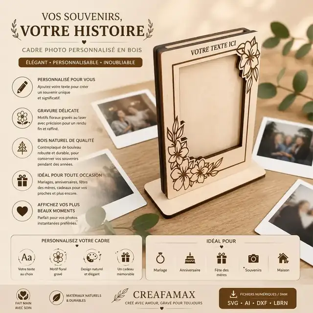 Cadre Souvenir Histoire Bois - création artisanale CREAFAMAX
