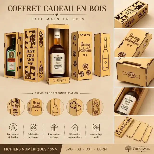Coffret Cadeau Bois - création artisanale CREAFAMAX