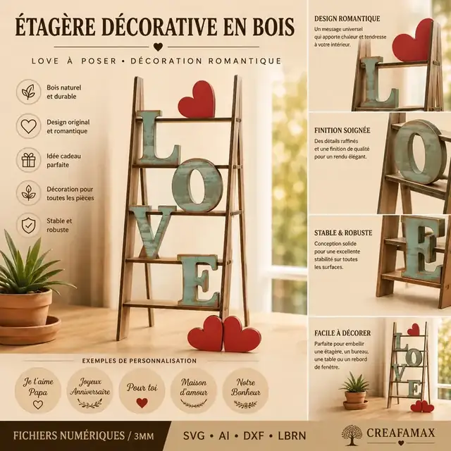 Etagere Decorative Bois - création artisanale CREAFAMAX