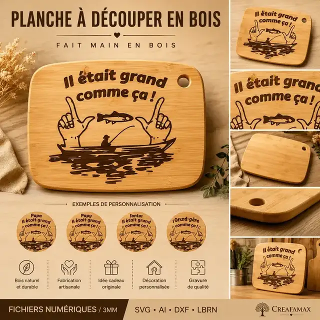 Planche Découper Personnalisee Bois - création artisanale CREAFAMAX