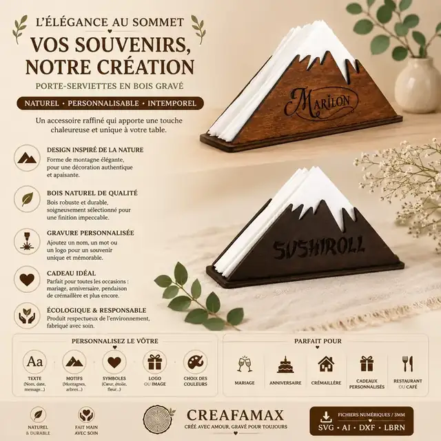 Support Photo Triangle Souvenir Bois - création artisanale CREAFAMAX