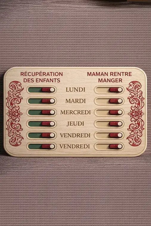 Tableau Gestion Taches Familiales Bois - création artisanale CREAFAMAX
