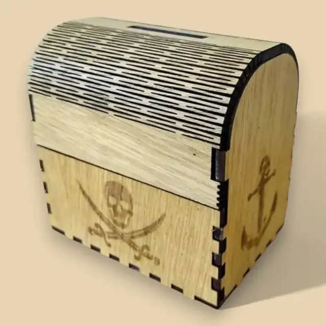 Tirelire Coffre Bois - création artisanale CREAFAMAX
