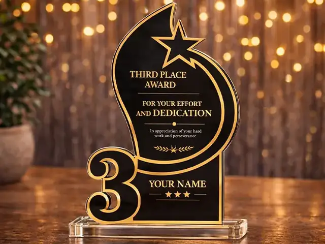 Trophee Troisieme Place Acrylique Etoile - création artisanale CREAFAMAX