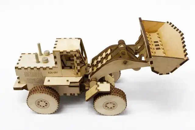 Bulldozer Bois Maquette Chargeuse - création artisanale CREAFAMAX
