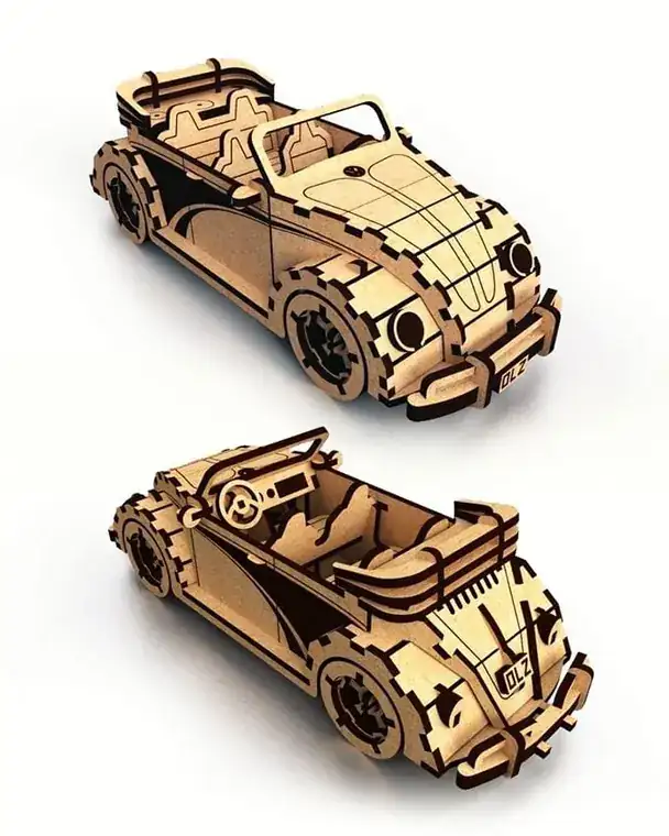 Cabriolet Vintage Bois Maquette - création artisanale CREAFAMAX