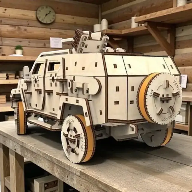 Camion Militaire Bois Maquette Vue 1 - création artisanale CREAFAMAX