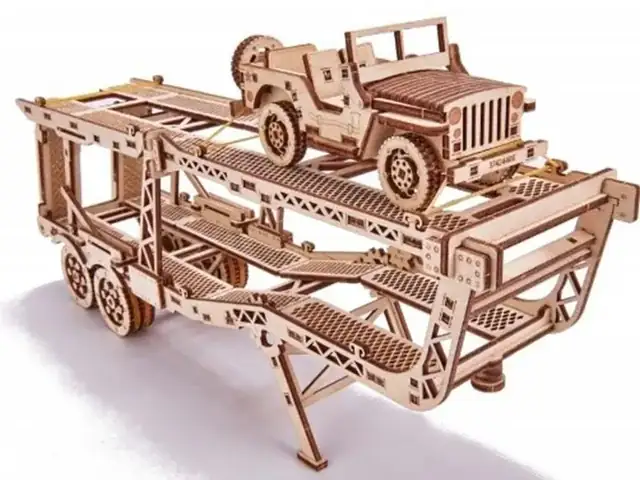Camion Remorque Americain Bois Maquette - création artisanale CREAFAMAX