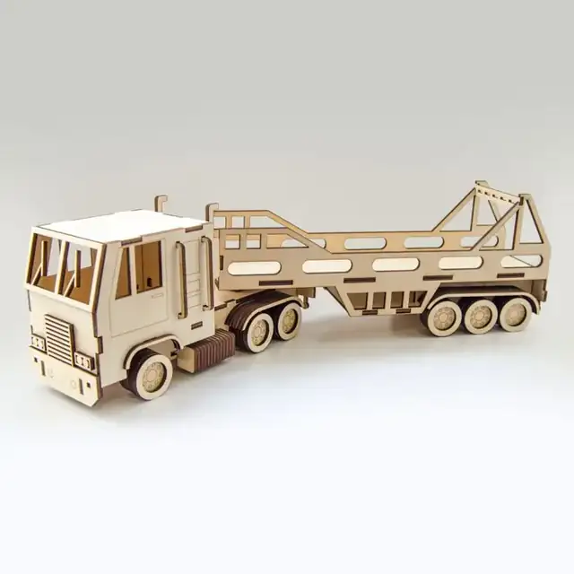 Camion Remorque Bois Maquette - création artisanale CREAFAMAX
