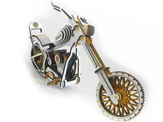 Moto Chopper Bois Decoration 3D - création artisanale CREAFAMAX