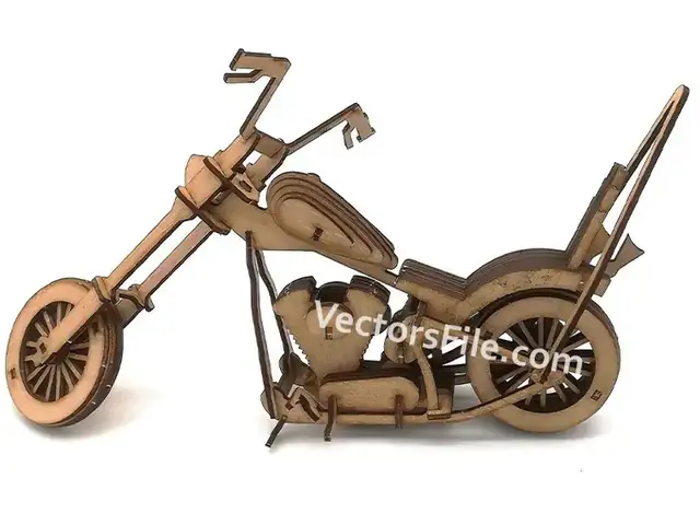 Moto Chopper Bois Maquette - création artisanale CREAFAMAX