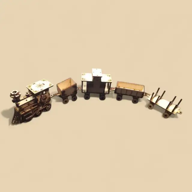 Train Vapeur Bois Wagons Articules - création artisanale CREAFAMAX