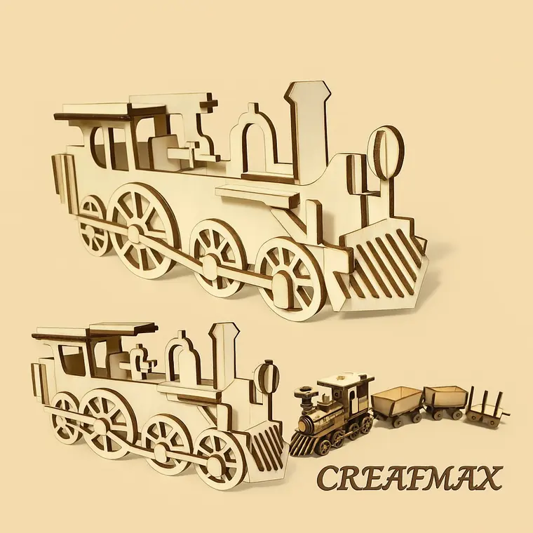 Trains Bois Lot Deux Maquettes - création artisanale CREAFAMAX